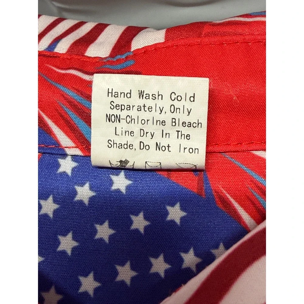 Mens American Flag Fireworks Button Down Shirt Red Patriotic 4th of July XXL - Picture 5 of 8